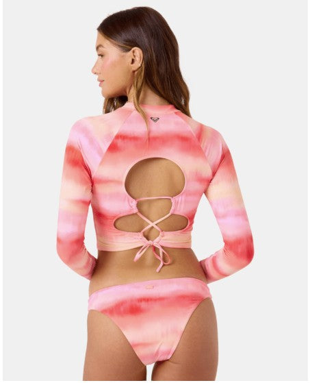 Roxy Womens Bikini Top Palm Before The Storm Crop Rashguard