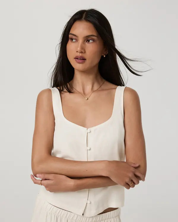 Vuori Womens Tank Top Trestles Twill Button Front Top