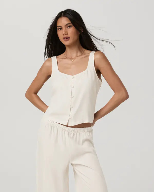 Vuori Womens Tank Top Trestles Twill Button Front Top