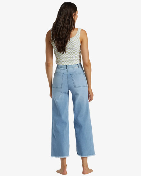 Billabong Womens Jeans Free Fall Indigo Wide-Leg