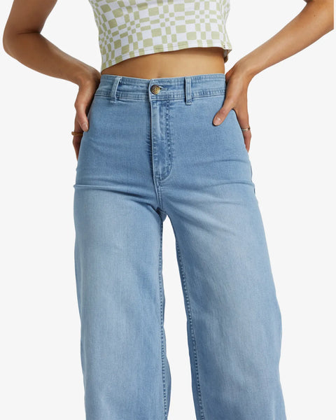Billabong Womens Jeans Free Fall Indigo Wide-Leg