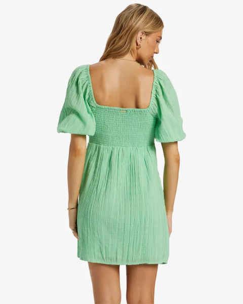 Billabong Womens Dress Sol Puff Sleeves Mini