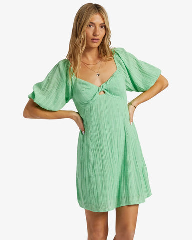 Billabong Womens Dress Sol Puff Sleeves Mini