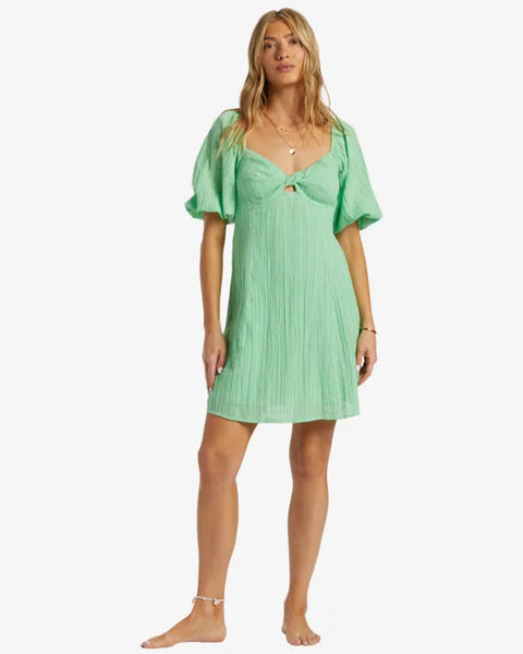 Billabong Womens Dress Sol Puff Sleeves Mini