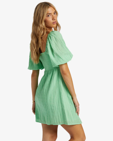Billabong Womens Dress Sol Puff Sleeves Mini
