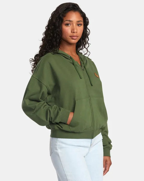 RVCA Womens Sweatshirt Court Zip-Up Hoodie