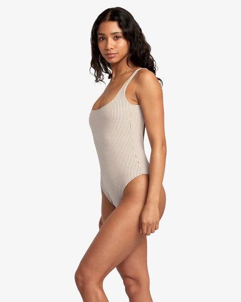 RVCA Womens Swimsuit Linear Staple Med French One-Piece