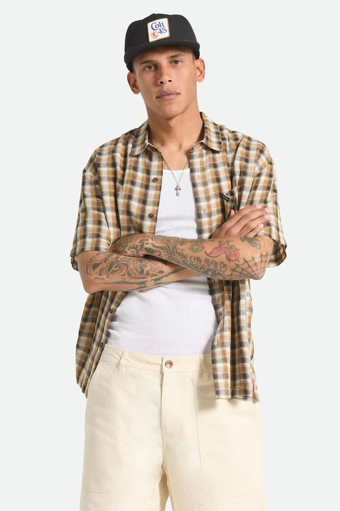 Brixton Mens Woven Cru Linen Blend Plaid