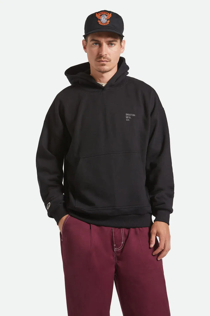 Brixton Mens Sweatshirt Embroidered Heavyweight Oversized Hoodie