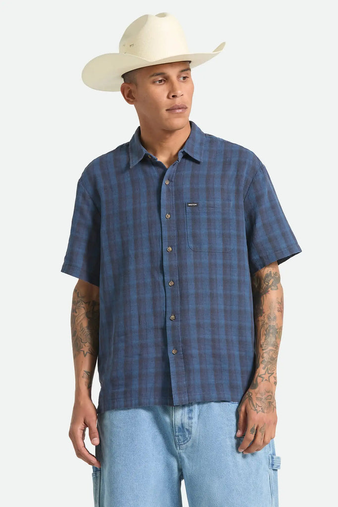 Brixton Mens Woven Cru Linen Blend Plaid