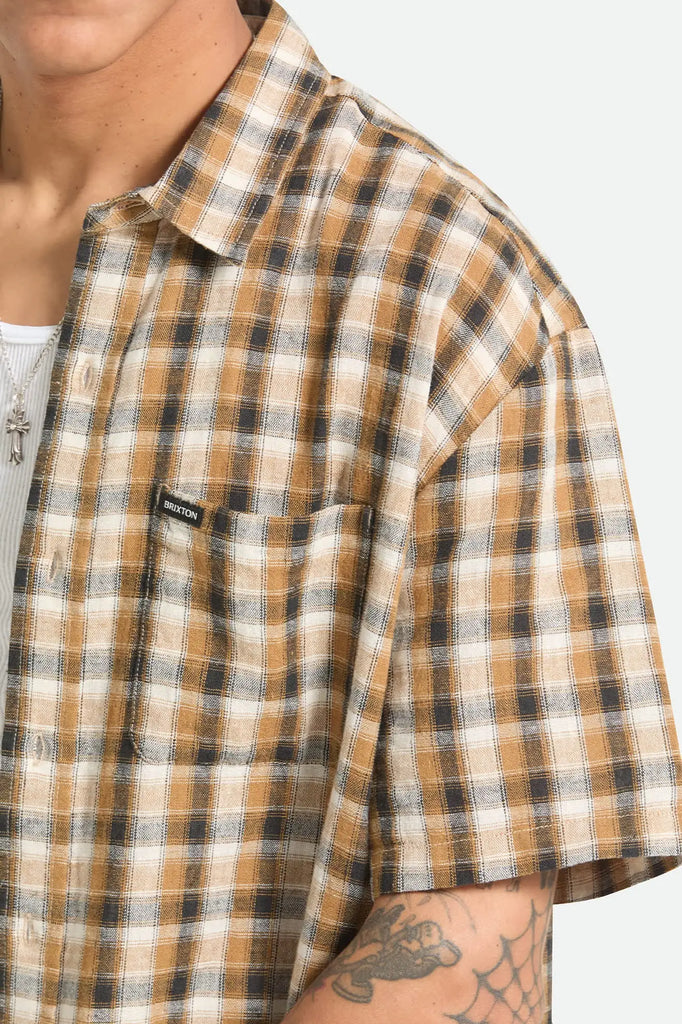 Brixton Mens Woven Cru Linen Blend Plaid