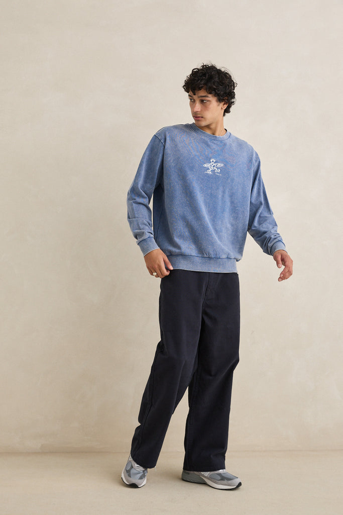 Rhythm Mens Sweatshirt Drifter Salt Wash Crew