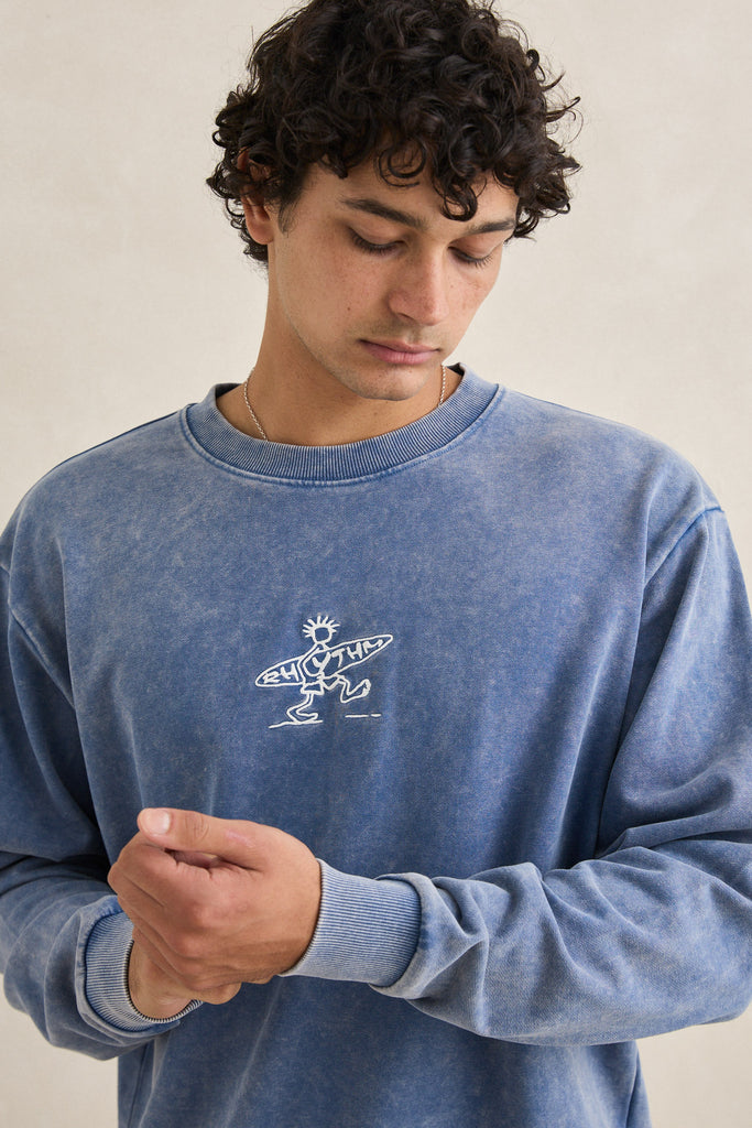 Rhythm Mens Sweatshirt Drifter Salt Wash Crew