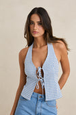 Rhythm Womens Tank Top Louise Tie Front Halter Top