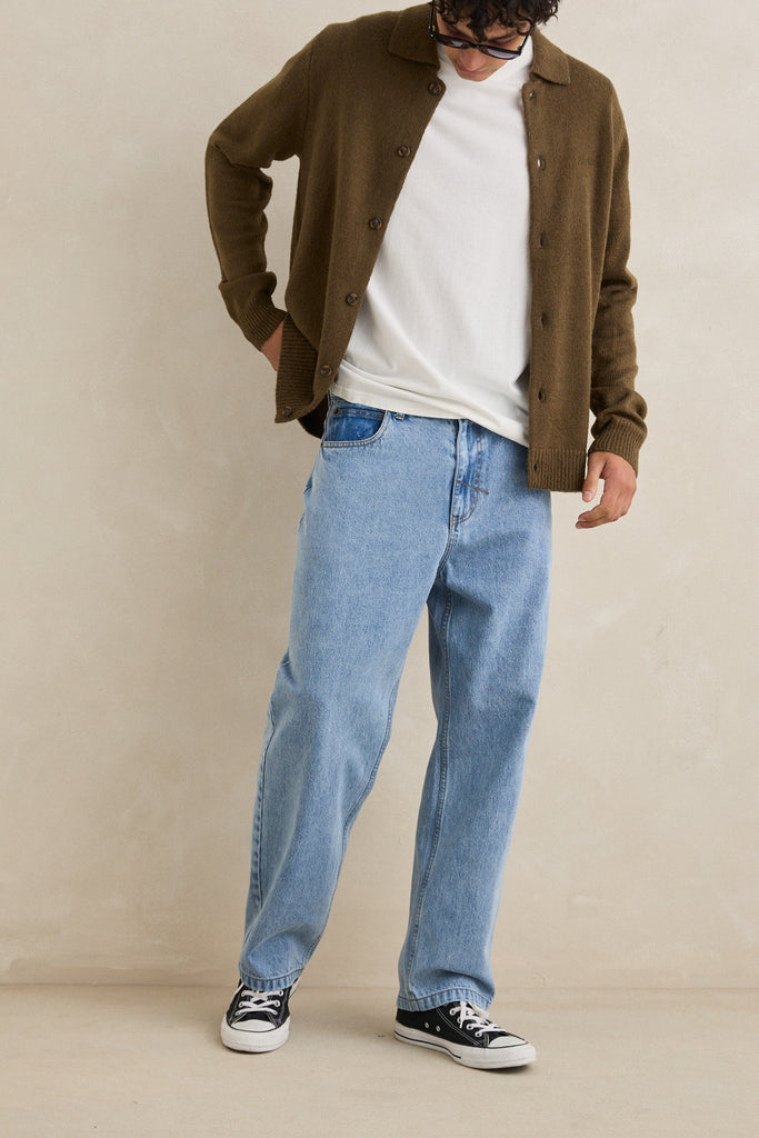 Rhythm Mens Sweater Mohair Button Up Knit