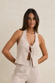 Rhythm Womens Tank Top Louise Tie Front Halter Top