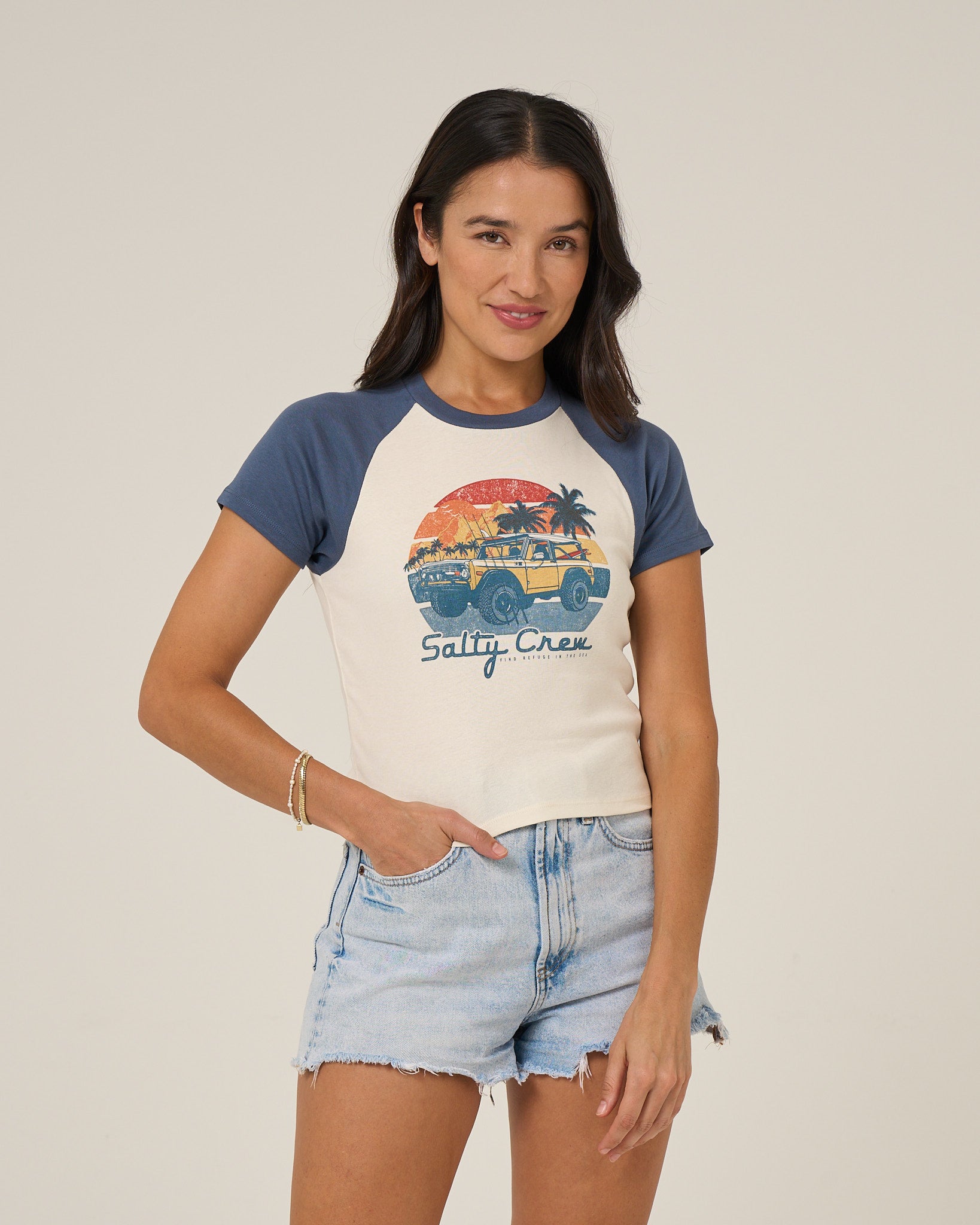 Salty Crew Womens Shirt Drive To The Sea Raglan