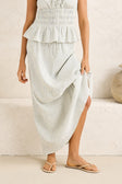 Rhythm Womens Skirt Driftwood Stripe Ruffle Midi