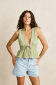 Rhythm Womens Tank Top Vista Stripe Tie Front Top 