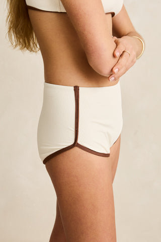 Rhythm Womens Bikini Bottoms Lily Rib Contrast Boyleg