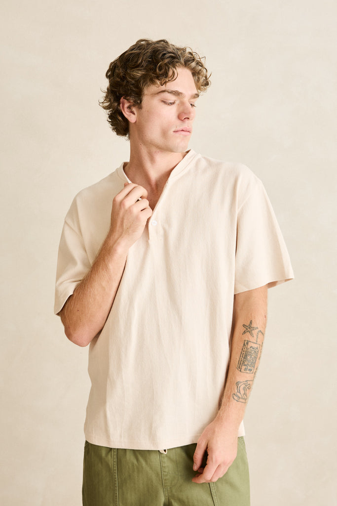Rhythm Mens Shirt Vintage Jersey Henley