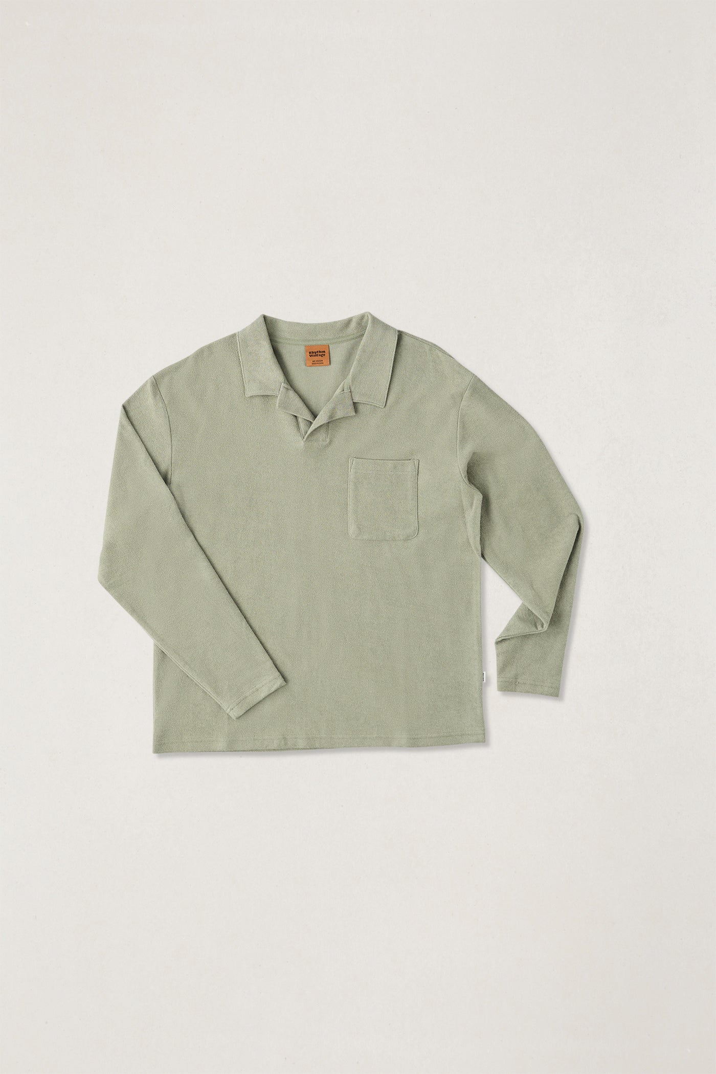 Rhythm Mens Shirt Vintage Terry Long Sleeve Polo