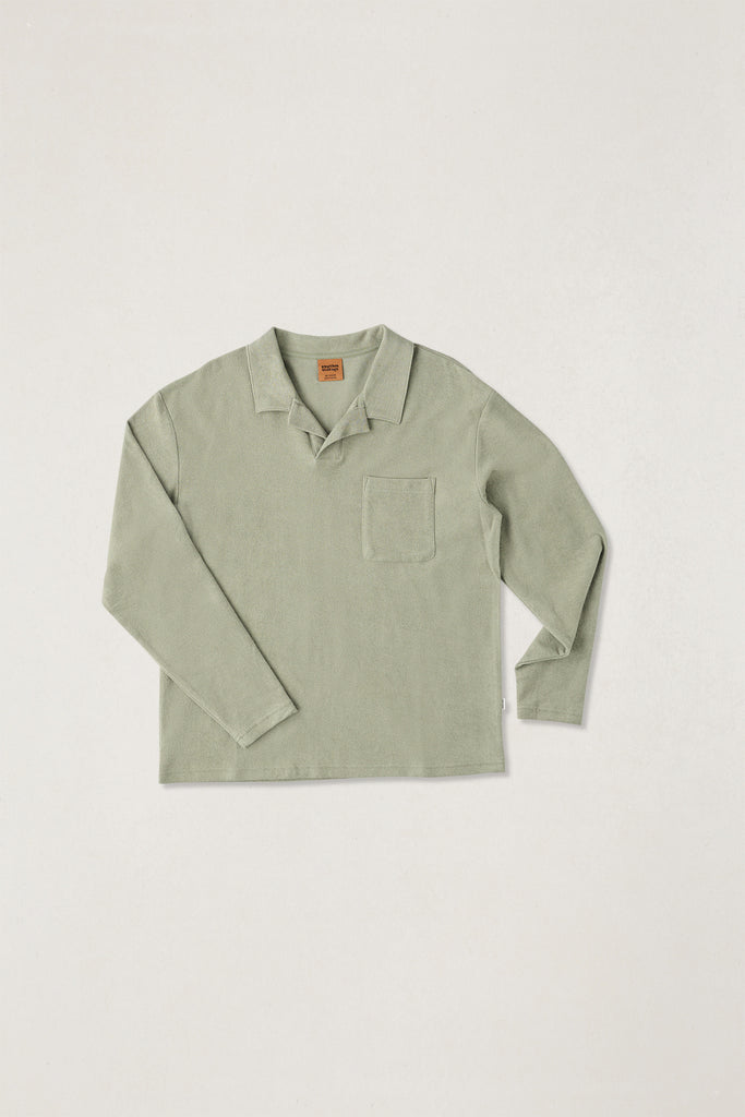 Rhythm Mens Shirt Vintage Terry Long Sleeve Polo