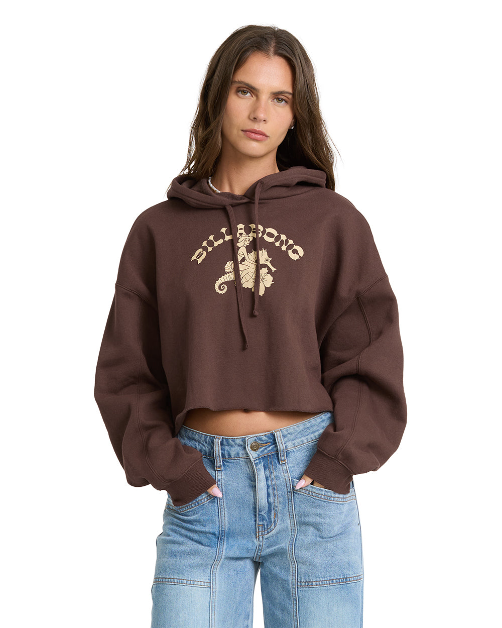 Billabong Womens Sweatshirt Giddy Up Crop Hood Fleece
