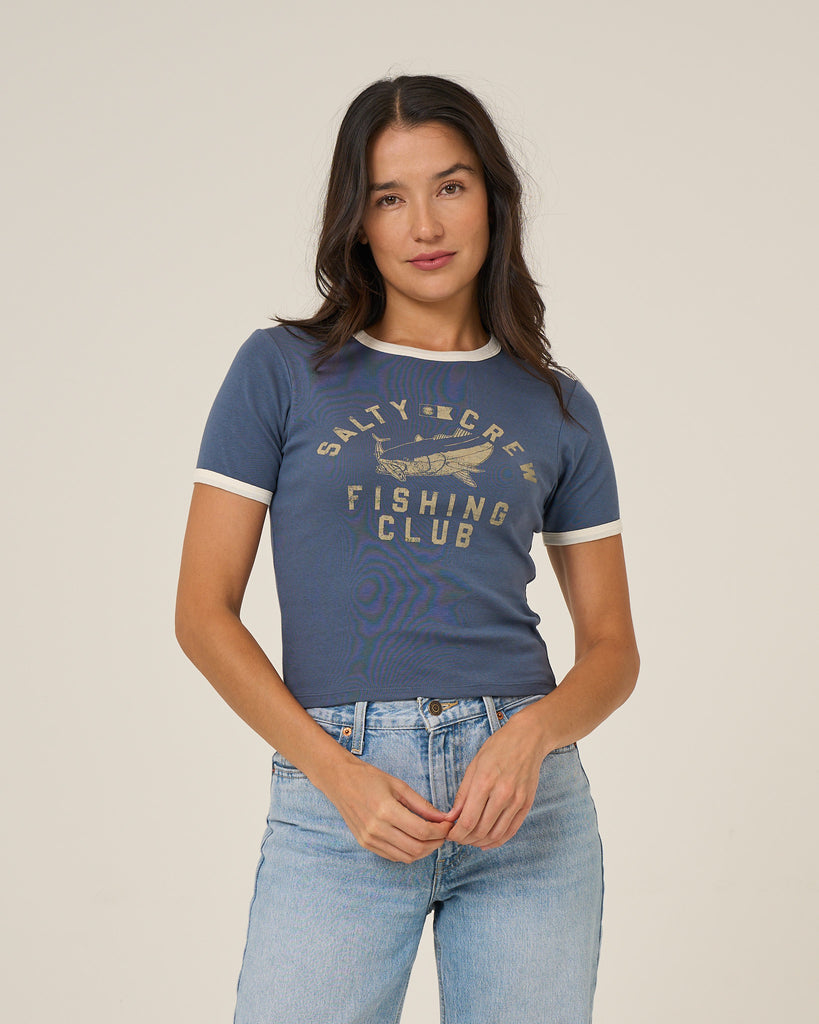 Salty Crew Womens Shirt Fishing Club Ringer Tee