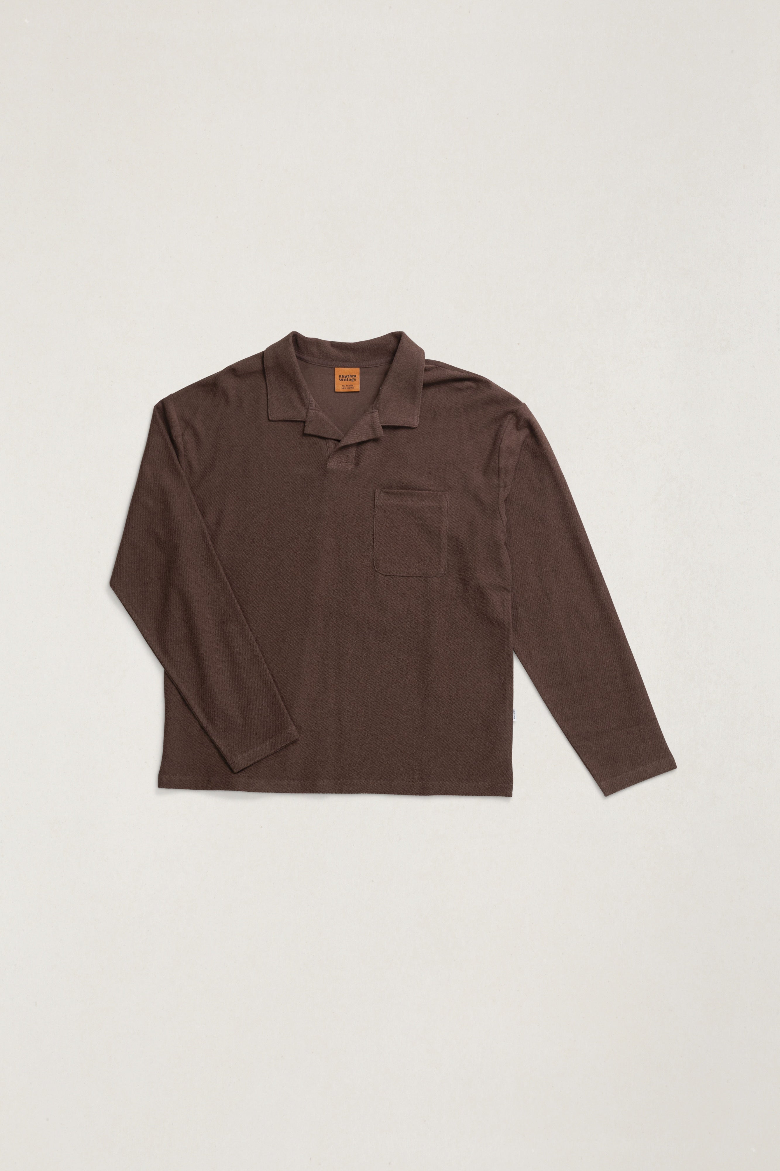 Rhythm Mens Shirt Vintage Terry Long Sleeve Polo