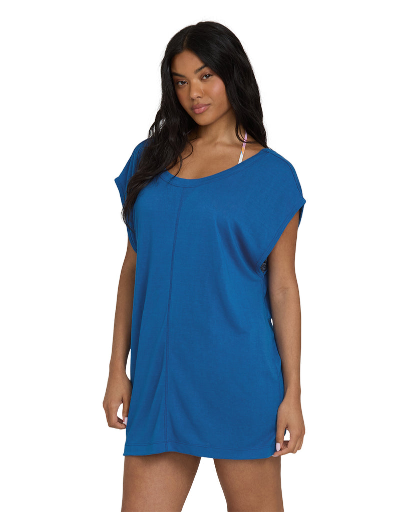 Billabong Womens Dress Hallow Wave Mini Short Sleeve Dress