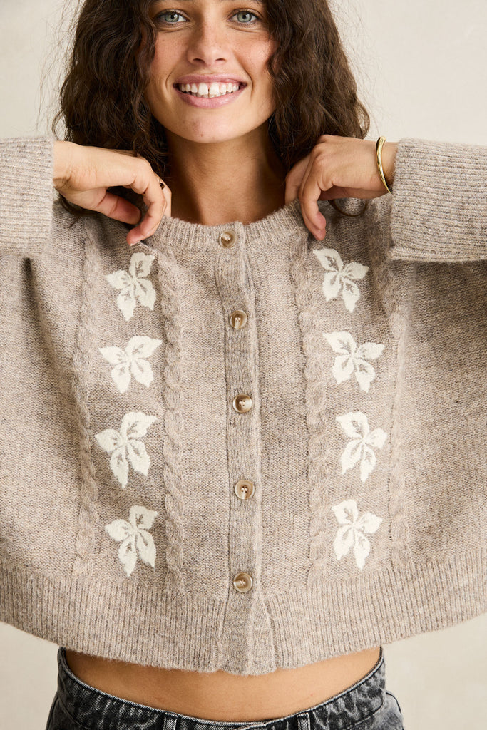 Rhythm Womens Sweater Blanca Floral Crop Cardigan
