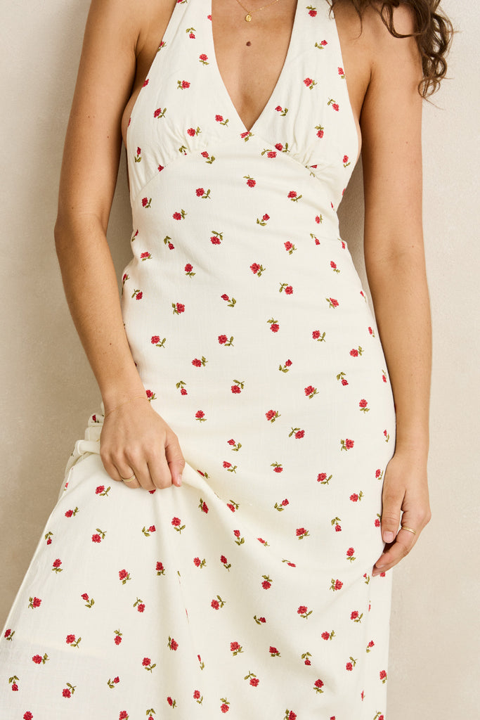 Rhythm Womens Dress Mila Floral Halter Neck Maxi