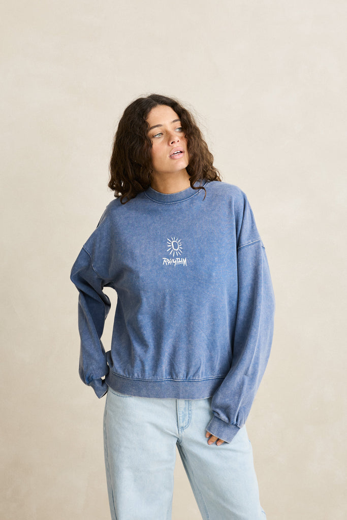 Rhythm Womens Sweatshirt Rhythm Salt Wash Crew Fleece