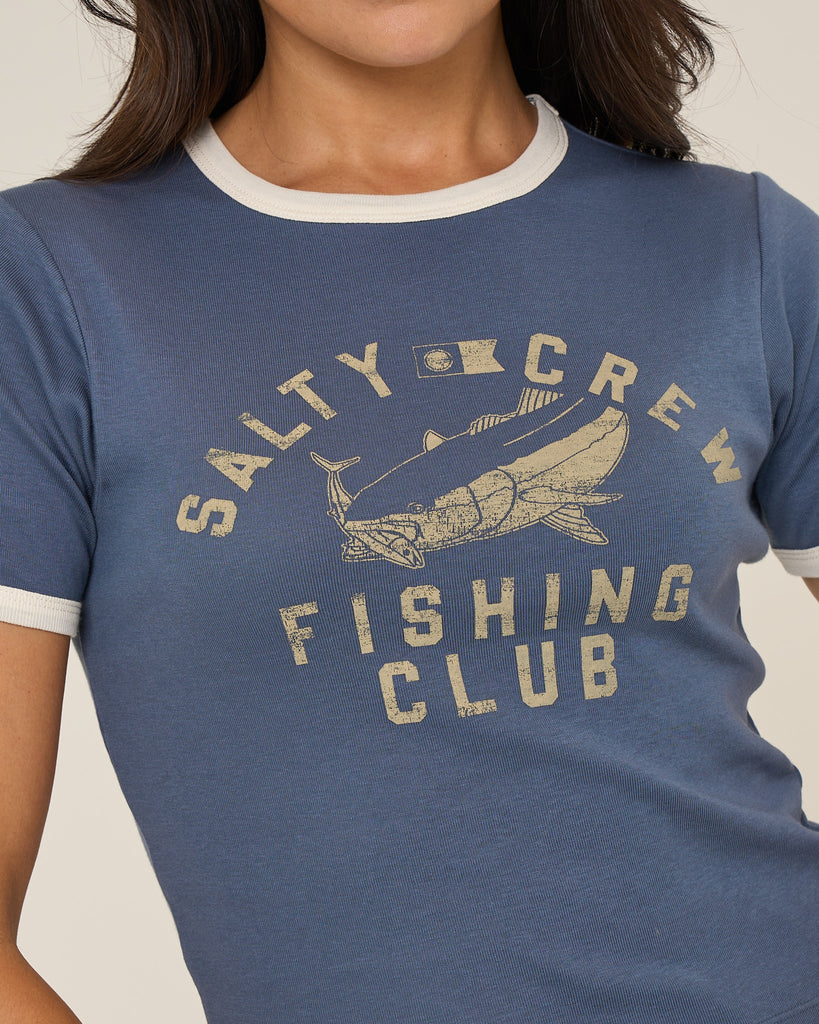 Salty Crew Womens Shirt Fishing Club Ringer Tee