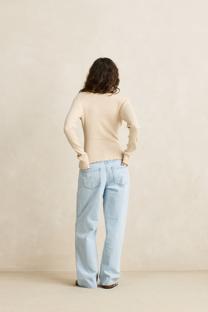 Rhythm Womens Shirt Essential Long Sleeve Knit Top
