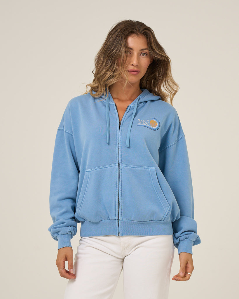 Salty Crew Womens Sweatshirt Ombre Wave Hooded Zip