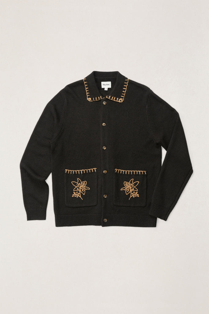 Rhythm Mens Sweater Whip Stitch Button Up Knit