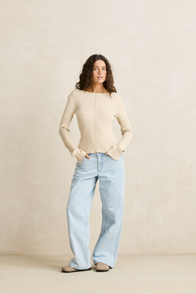 Rhythm Womens Shirt Essential Long Sleeve Knit Top