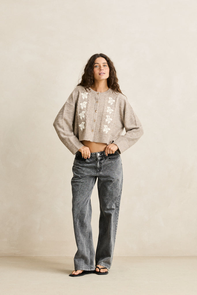 Rhythm Womens Sweater Blanca Floral Crop Cardigan