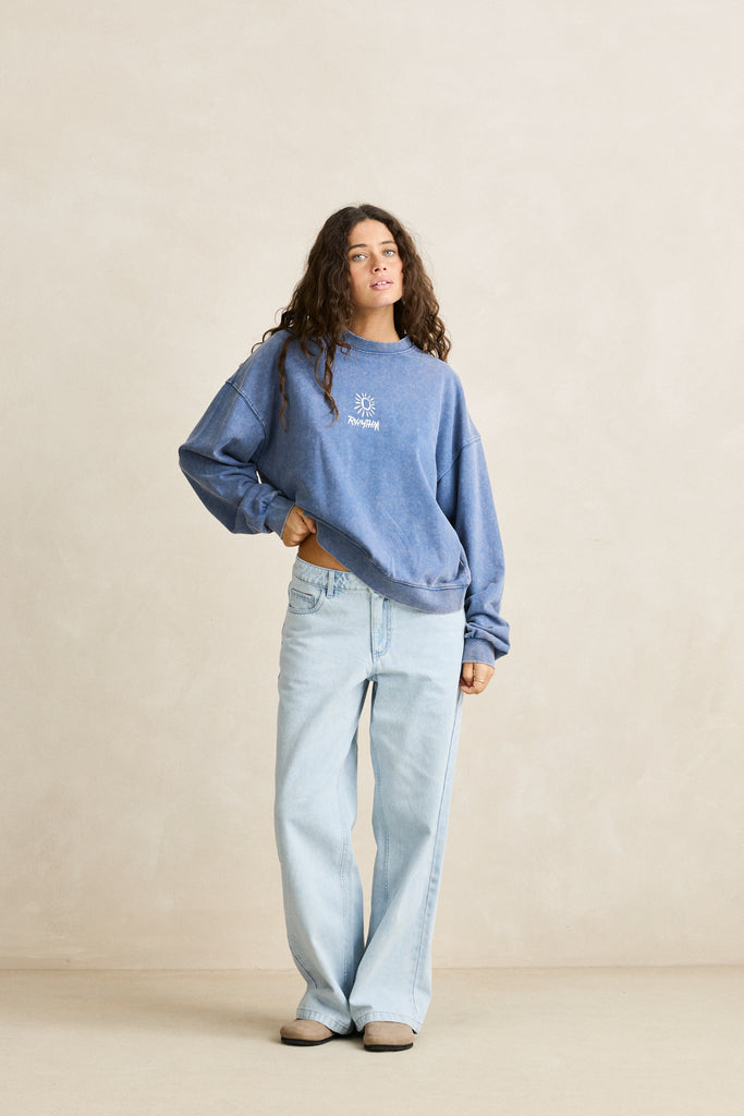Rhythm Womens Sweatshirt Rhythm Salt Wash Crew Fleece