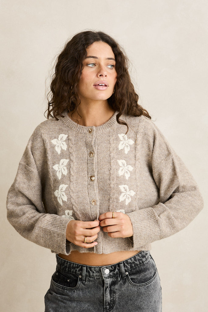 Rhythm Womens Sweater Blanca Floral Crop Cardigan