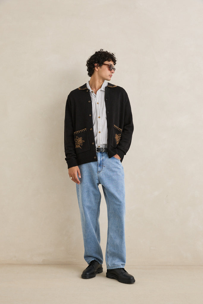 Rhythm Mens Sweater Whip Stitch Button Up Knit