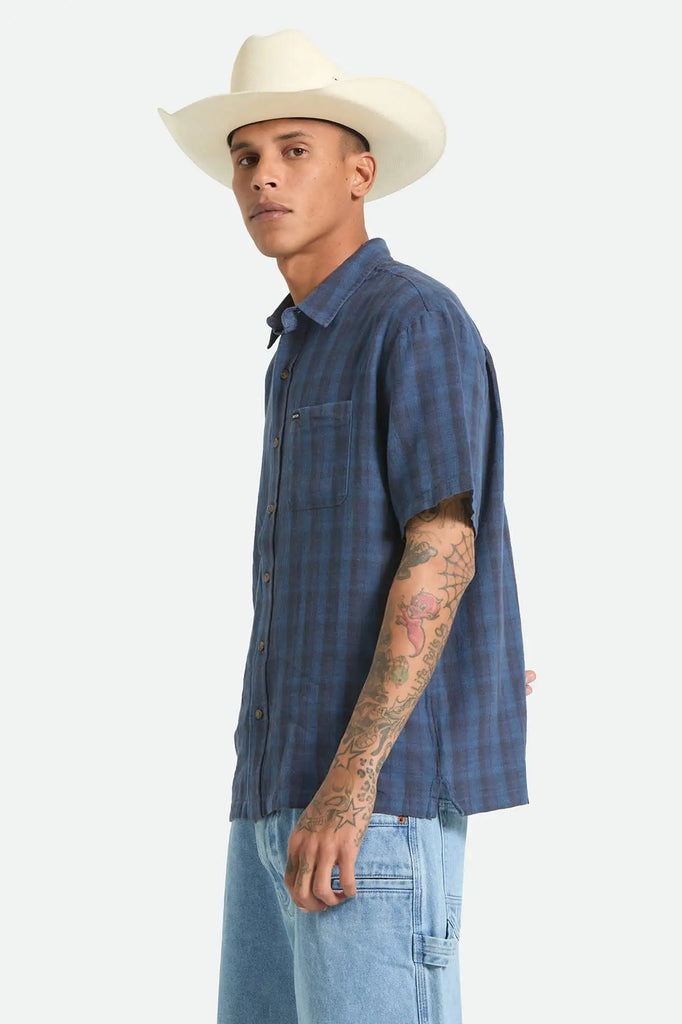 Brixton Mens Woven Cru Linen Blend Plaid