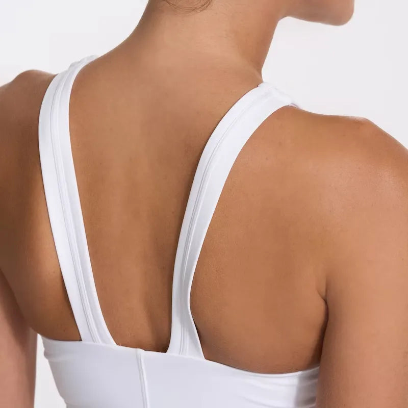 Volley Cut Out Back Sports Bra in White