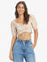 Roxy Womens Shirt Flirty Walk Printed Ruched Crop Top